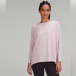 Lululemon Back In Action Long Sleeve Top Curved Hem Oversized Sz L-XL Pink